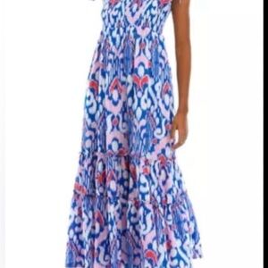 Crown & Ivy Vibrant Blue and Pink Maxi Dress